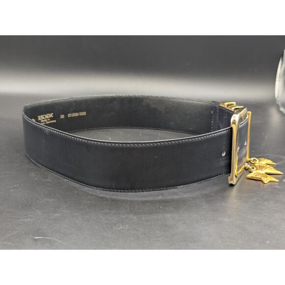 Rare Vtg ESCADA x MCM Leather Belt Gold Bow Dangle Made in Western Germany 36 main image 11